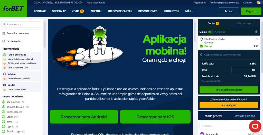 Forbet descargar aplicación